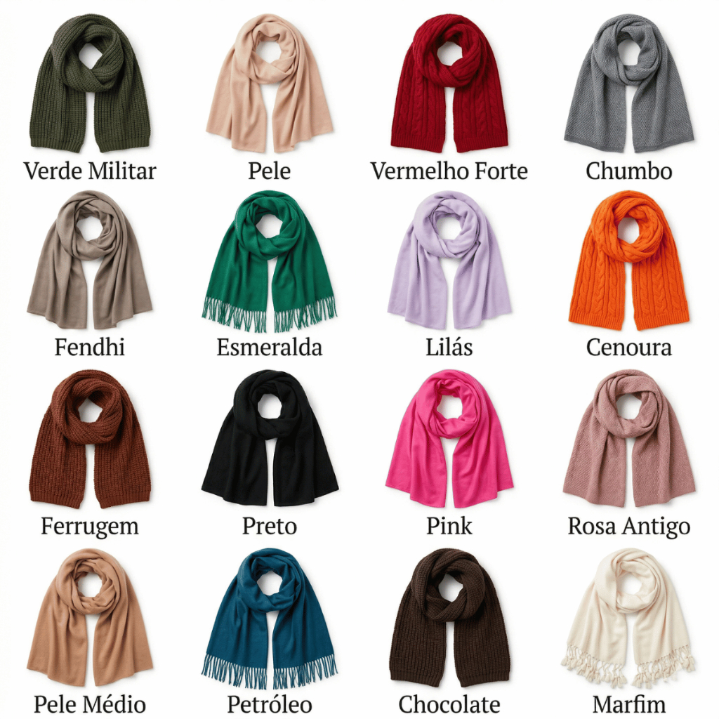 Cachecol Echarpe Xale Pashmina Cores Lisas Com Franja Moda Tendência Elegante Outono Inverno 2026