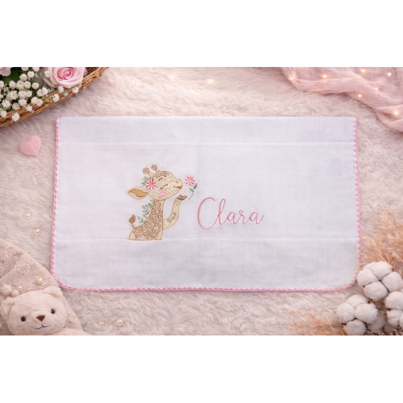 Fralda de Boca Bordado Valletex Premium Unitária - Personalizada com Nome Bebê Alta Qualidade 35x50 - Leia a Descrição