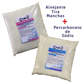 Kit Percarbonato de Sódio 1kg + Tira Manchas 1kg Clareia Roupas Remove Manchas