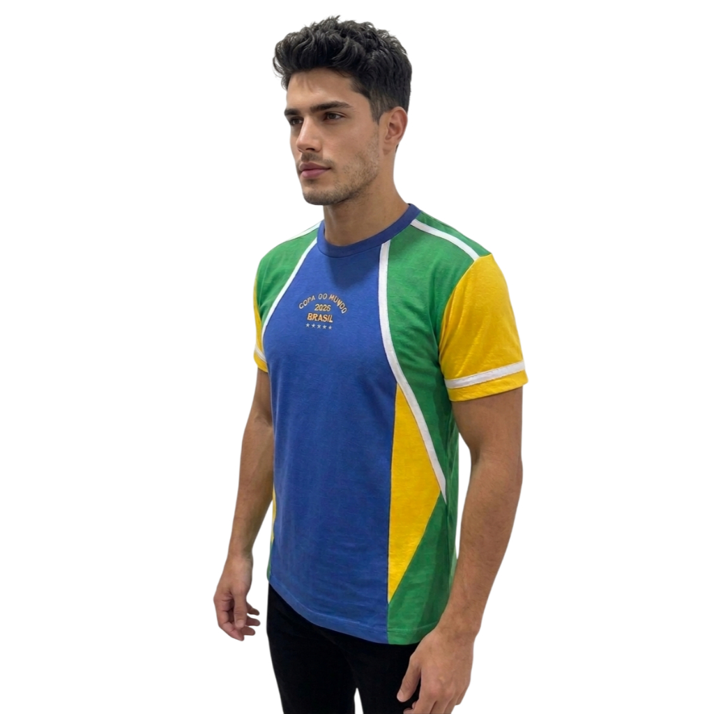 Camiseta do Brasil 100% Algodão Masculina Feminina Plus Size Infantil Juvenil Copa 2026 Torcida