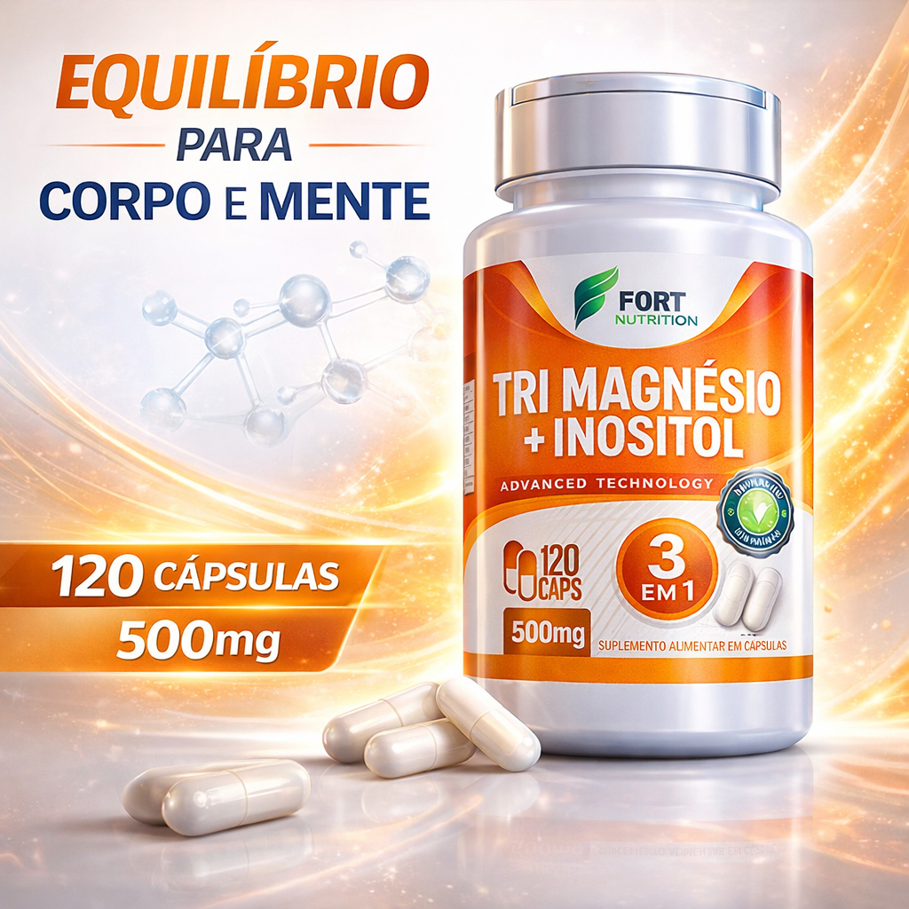 TRI MAGNÉSIO + INOSITOL 500mg Original | TAURATO / QUELATO/ DIMALATO /  / INOSITOL 120 CÁPS