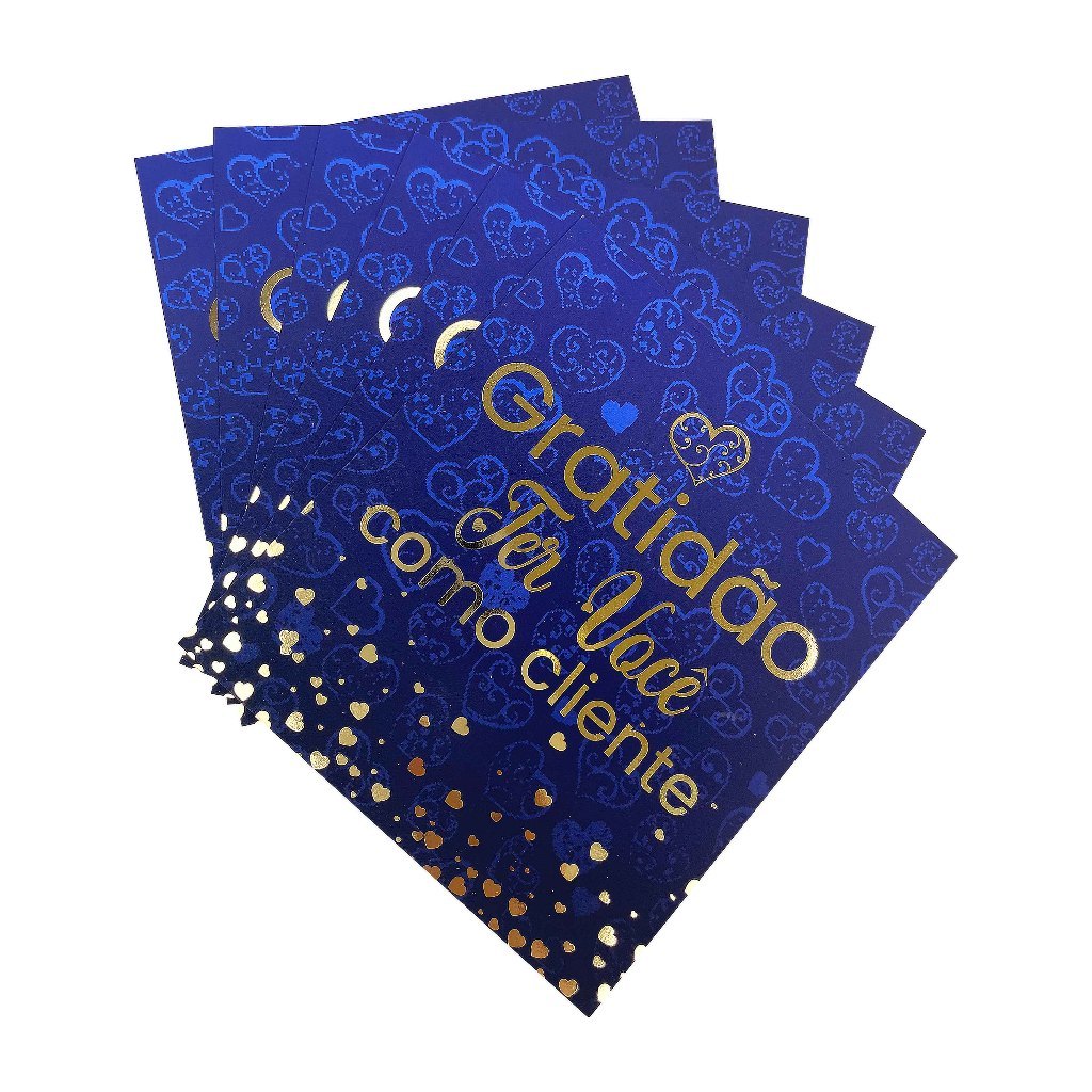 Cartão de agradecimento Postal Mimo Pra Cliente Agradecimento Hot Stamping Arte Pronta