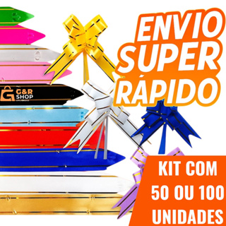 Kit 50 E 100 Laços Mágicos Para Presente Com Filete Dourado P/M/G Diversas Cores em Oferta na Shopee