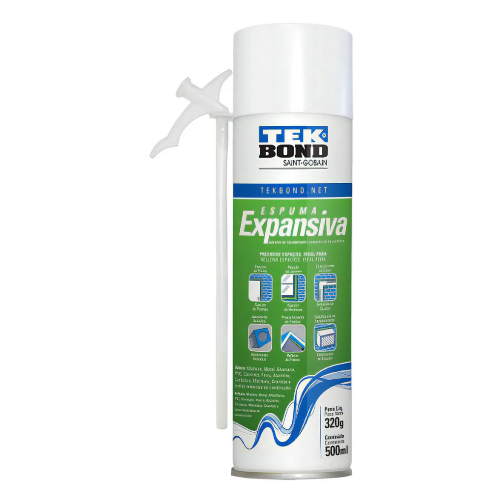 Espuma Expansiva PU Tekbond 500ml 320g Vedação Preenchimento Isolamento Construção