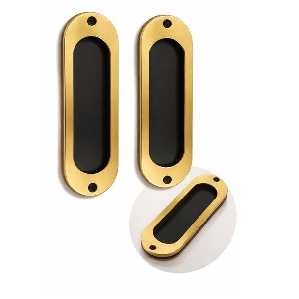 2 Puxadores para porta de correr concha de sobrepor 1 par preta dourada em Oferta na Shopee