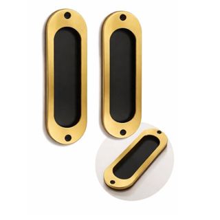 2 Puxadores para porta de correr concha de sobrepor 1 par preta dourada em Oferta na Shopee