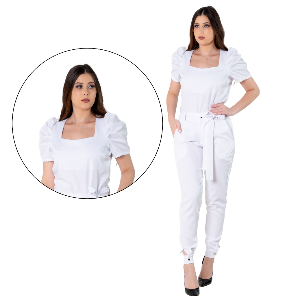 Conjunto Scrub Pijama Cirurgico Manga Princesa+Blusa Scrub