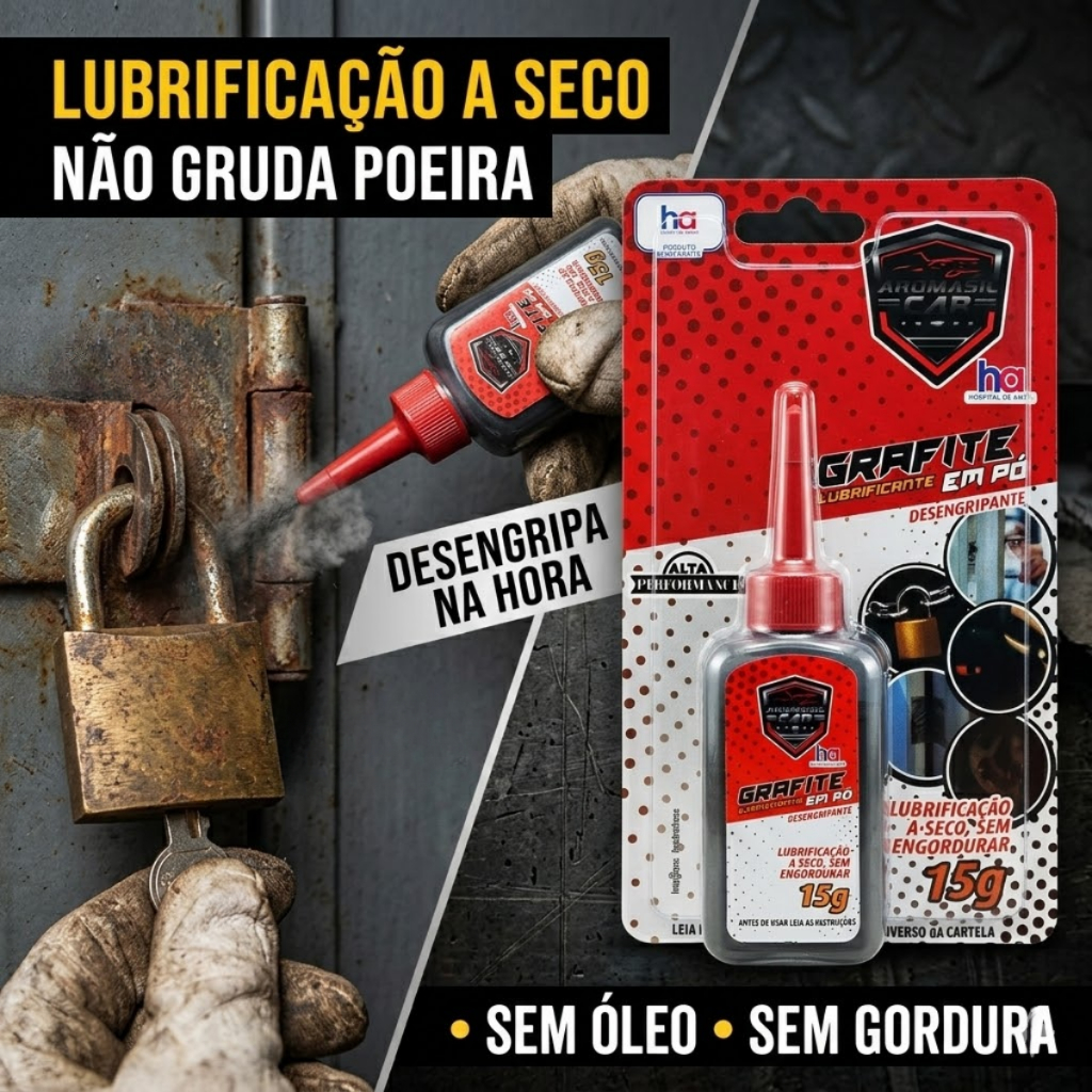 Grafite em Pó Desengripante 15g Lubrificação a Seco Sem Óleo Anti Ferrugem Não Gruda Poeira