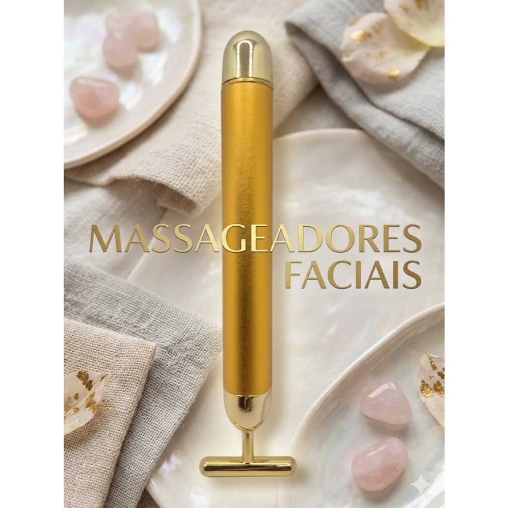 Massageador Facial Elétrico Energy Beauty Bar 24k – Lifting e Rejuvenescimento Facial