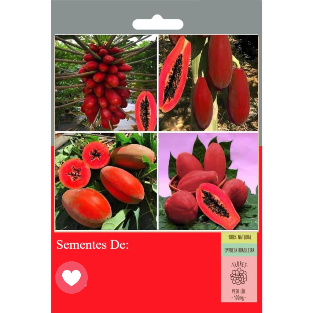 25 Sementes de Mamão Vermelho Taiwanês