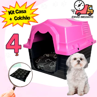 Casinha De Cachorro N 4 ou 3 Para Cachorro Pequeno E Médio Porte Com Caminha De Cachorro