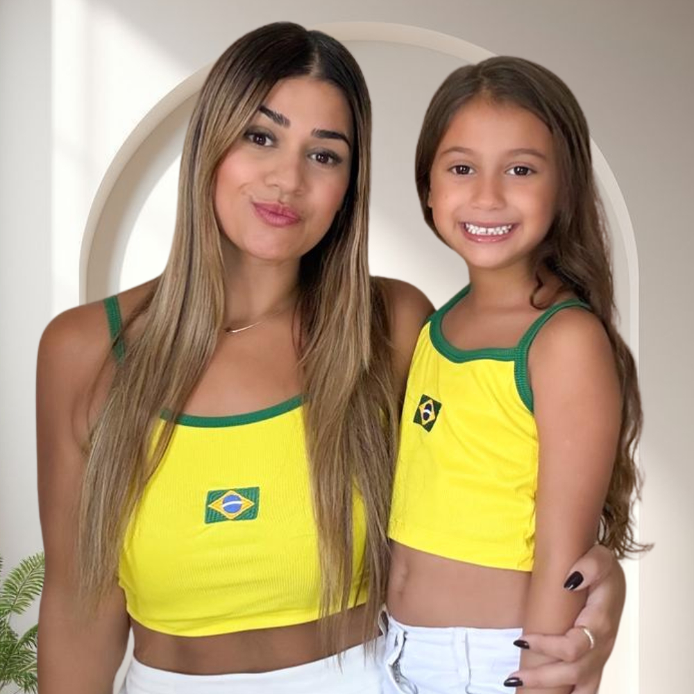 Kit blusinha feminina copa do mundo mae e filha 2026 cropped verao