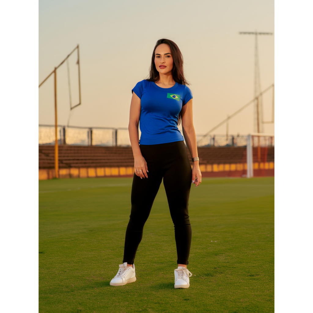 Camisa Do Brasil Plus Size Feminina Blusa Feminina Baby Look Brasil Blusa Copa 2026 Tamanhos M ao G4