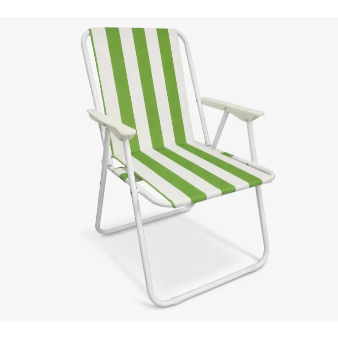 Cadeira De Praia Dobrável Encosto Alto Aço 120Kg - Resistente Reforçada Portátil Camping Piscina Varanda Pesca