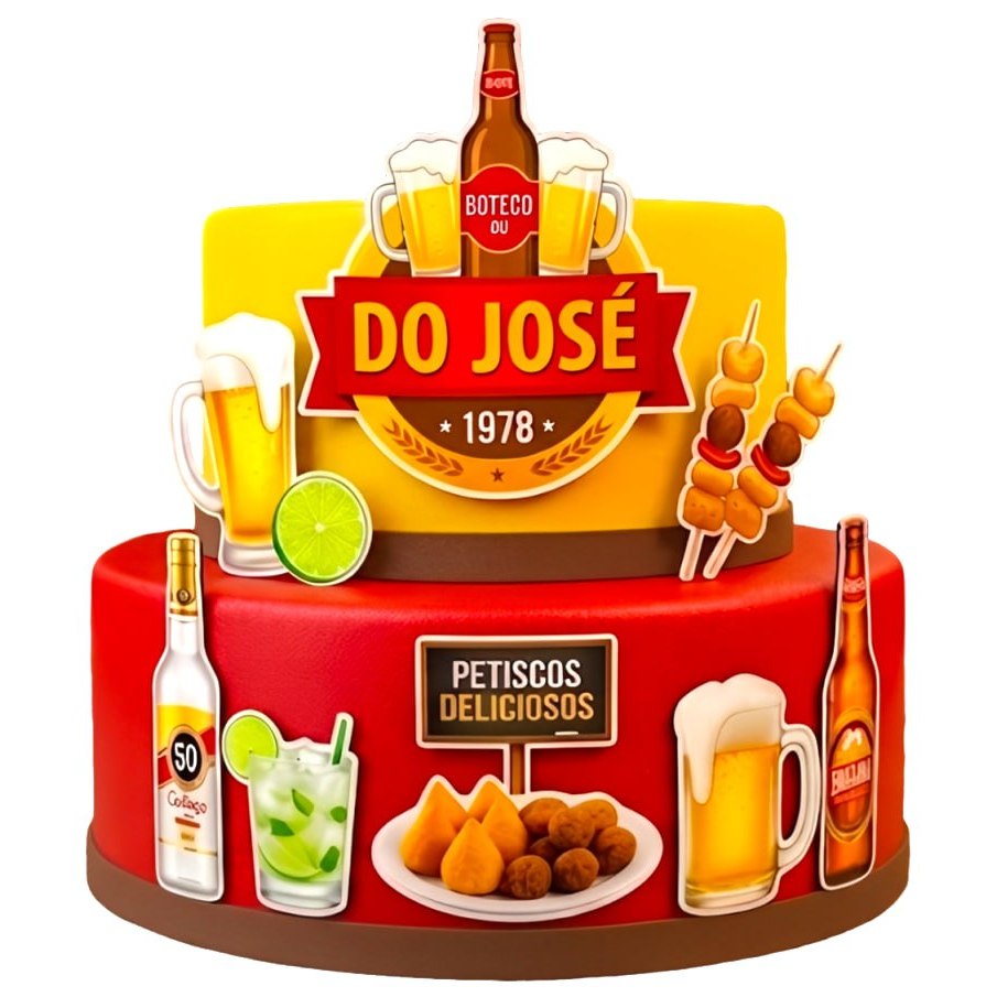 BOLO FAKE BOTECO EM EVA– BOLO CENOGRÁFICO PERSONALIZADO – DECORAÇÃO FESTA BOTECO MASCULINA