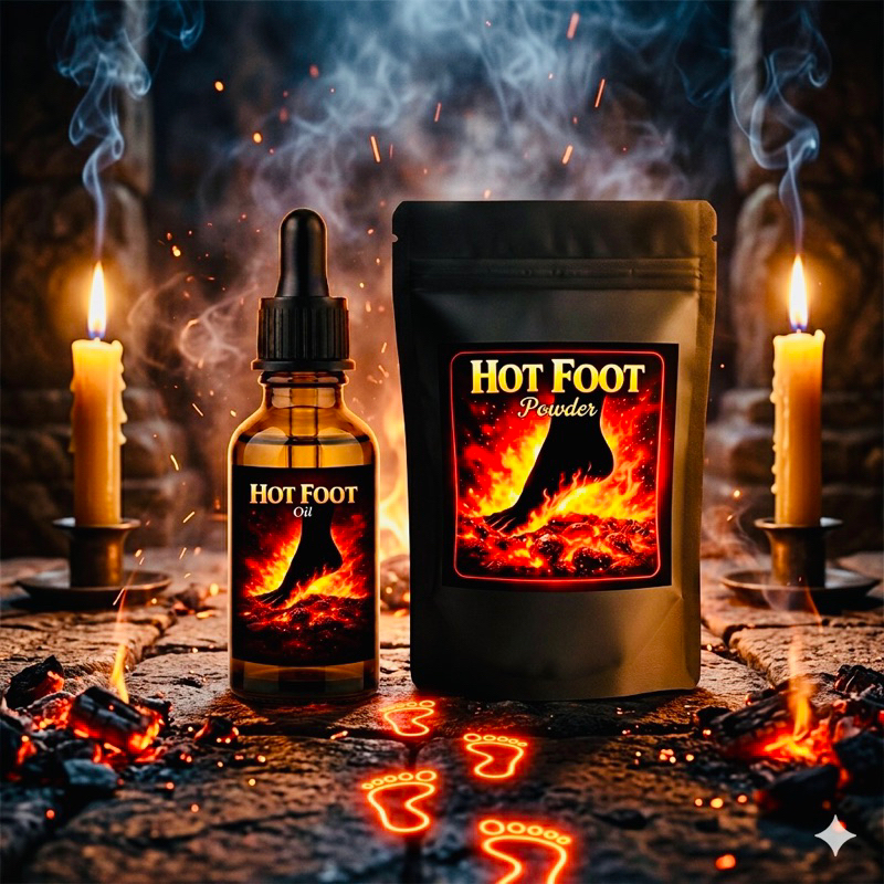 Kit Hot Foot – Afastamento | Hoodoo | Óleo + Pó Ritualístico para Expulsar e Afastar Pessoas
