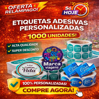 1000 Etiquetas Adesivas Personalizadas em Oferta na Shopee