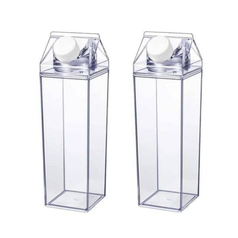 Garrafa Caixa de Leite 500ml Acrílico Transparente com Tampa Vedação | Organizador de Geladeira Livre BPA