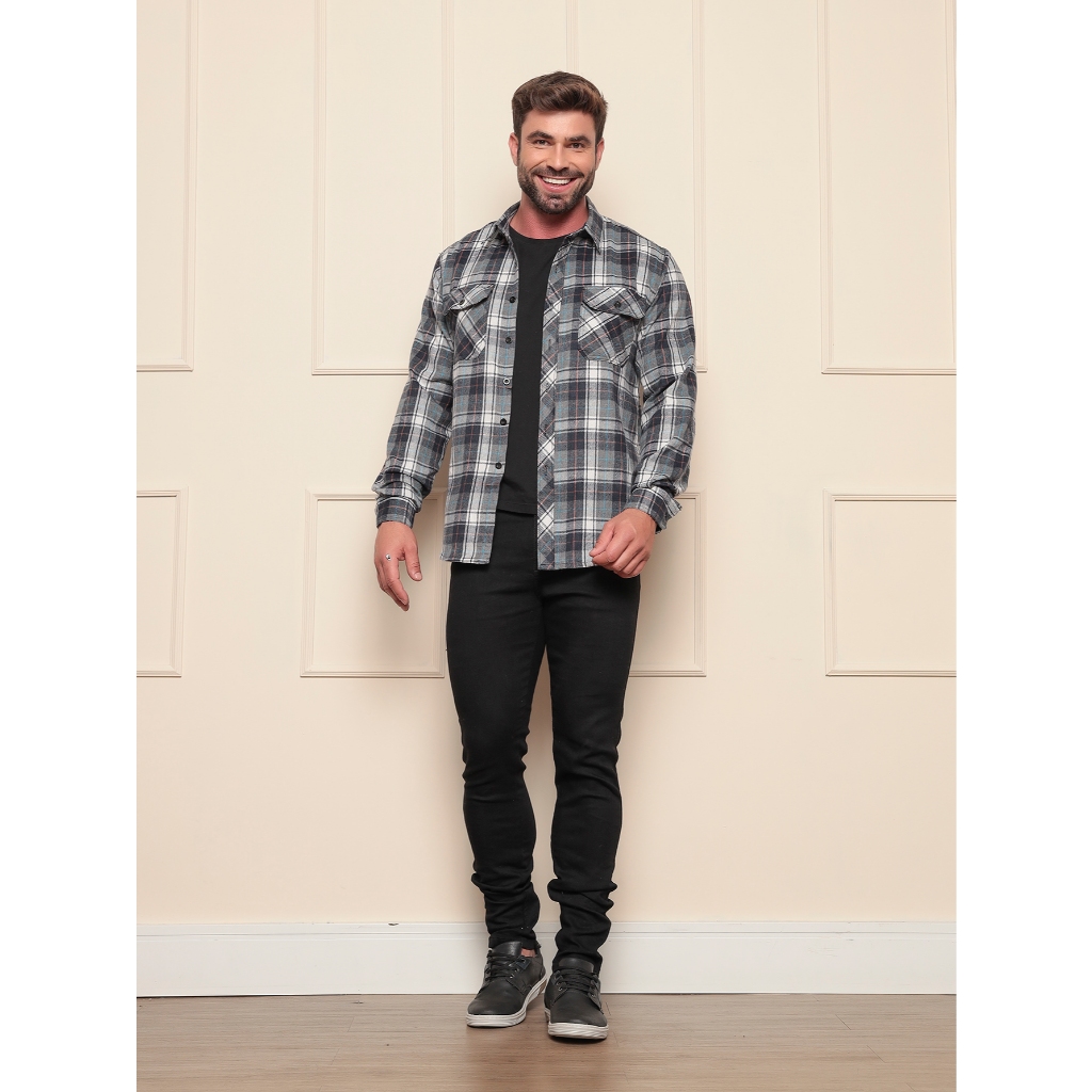 Camisa Xadrez Masculina Lenhador Flanela Tecido Grosso