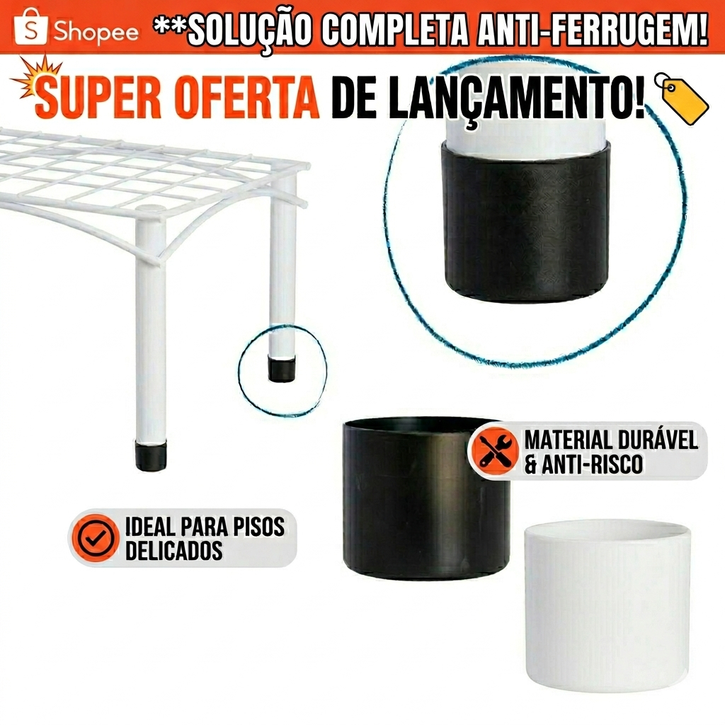 4 Ponteira Pé De Mesa Tubular 3 polegadas - 7,6 cm - Máxima proteção Antiferrugem