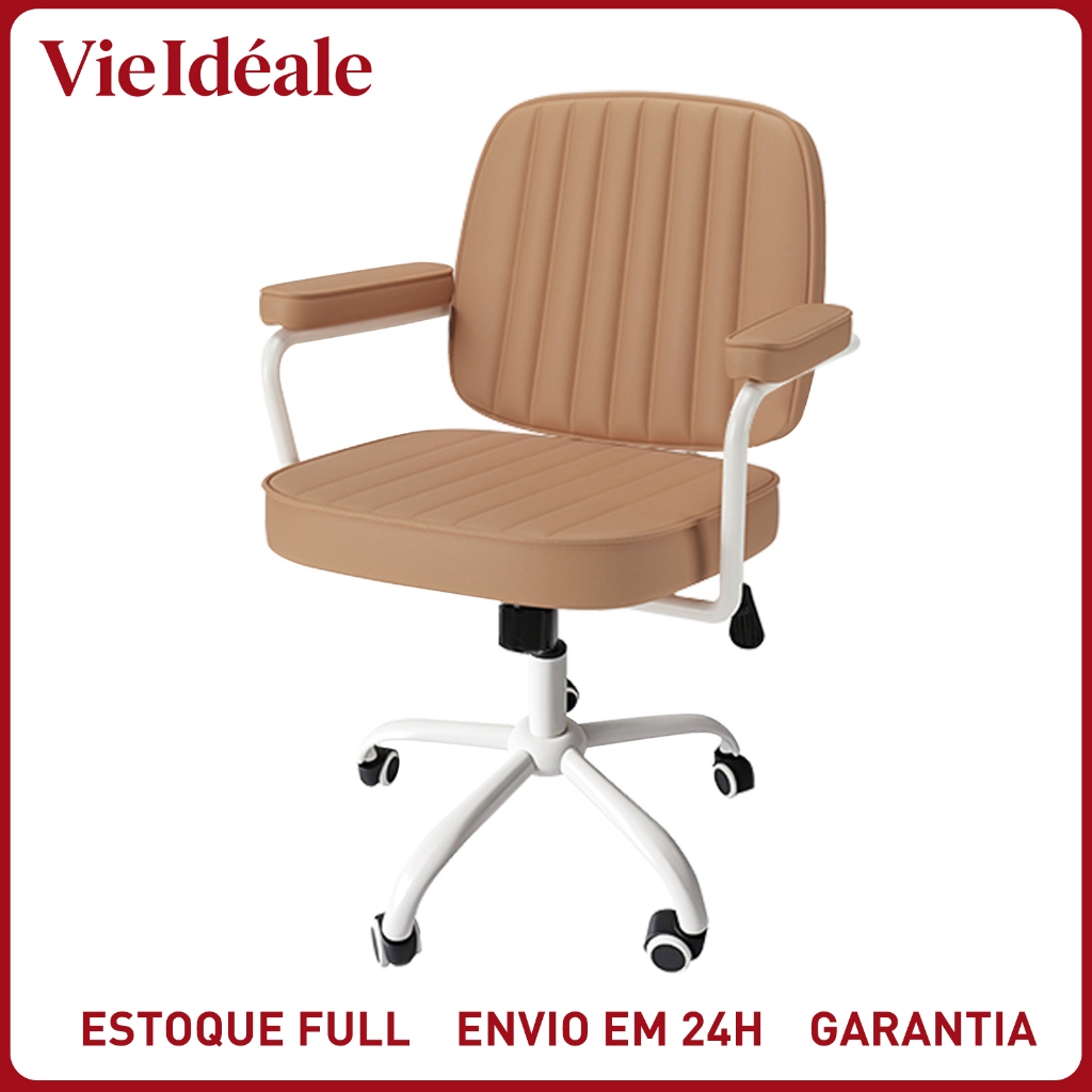 Cadeira De Escritório Giratória Cadeira de Diretor Retrô Luxuosa em Couro, Giratória e Ergonômica para Escritório