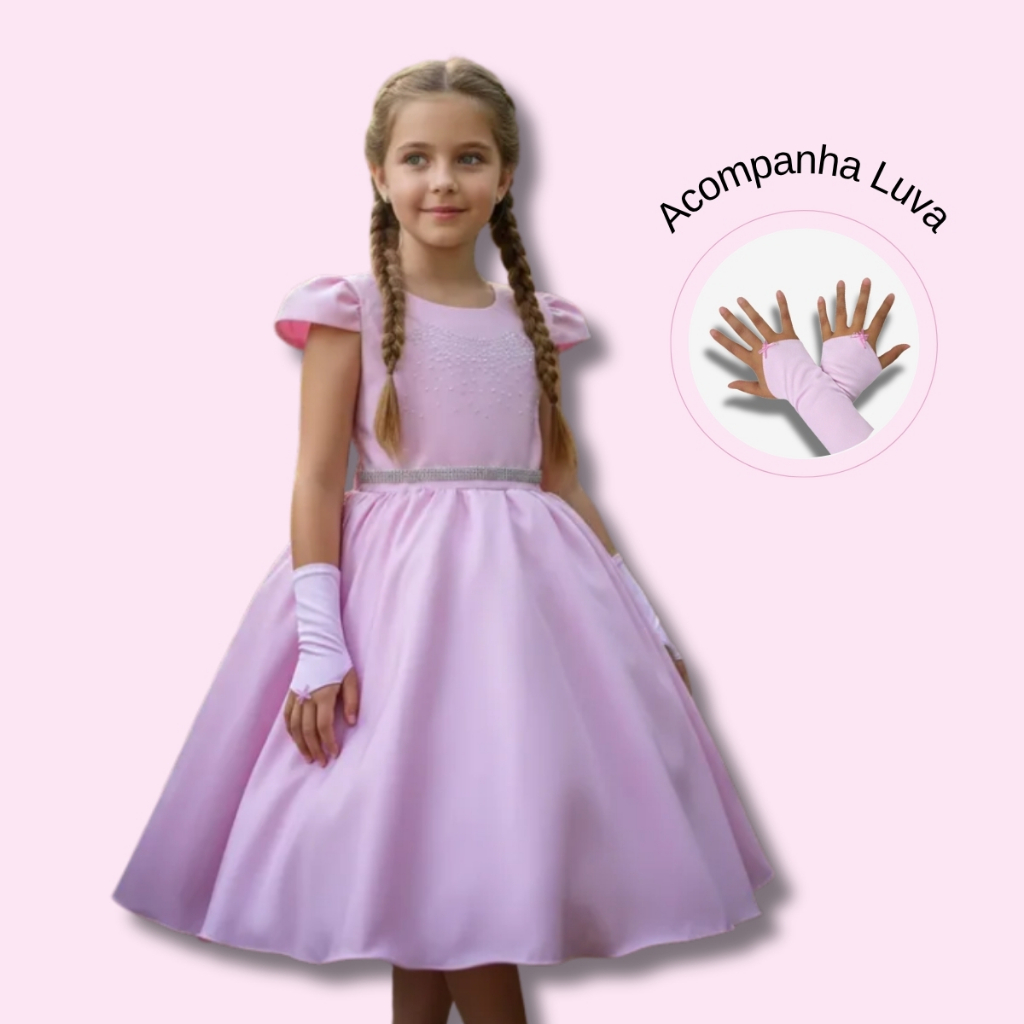 Vestido Curto Juvenil Com Luva e Cinto de Strass Estilo Princesa Rapunzel Ou Sofia Festa em Oferta na Shopee