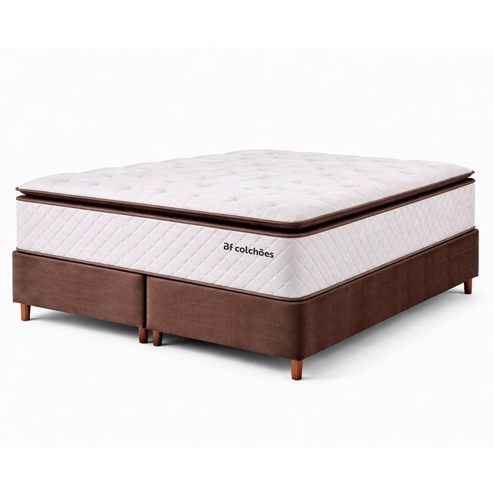 Cama Box Queen Colchão Molas Ensacadas com Pillow Top Extra Conforto 158x198x67cm Premium Sleep BF Colchões