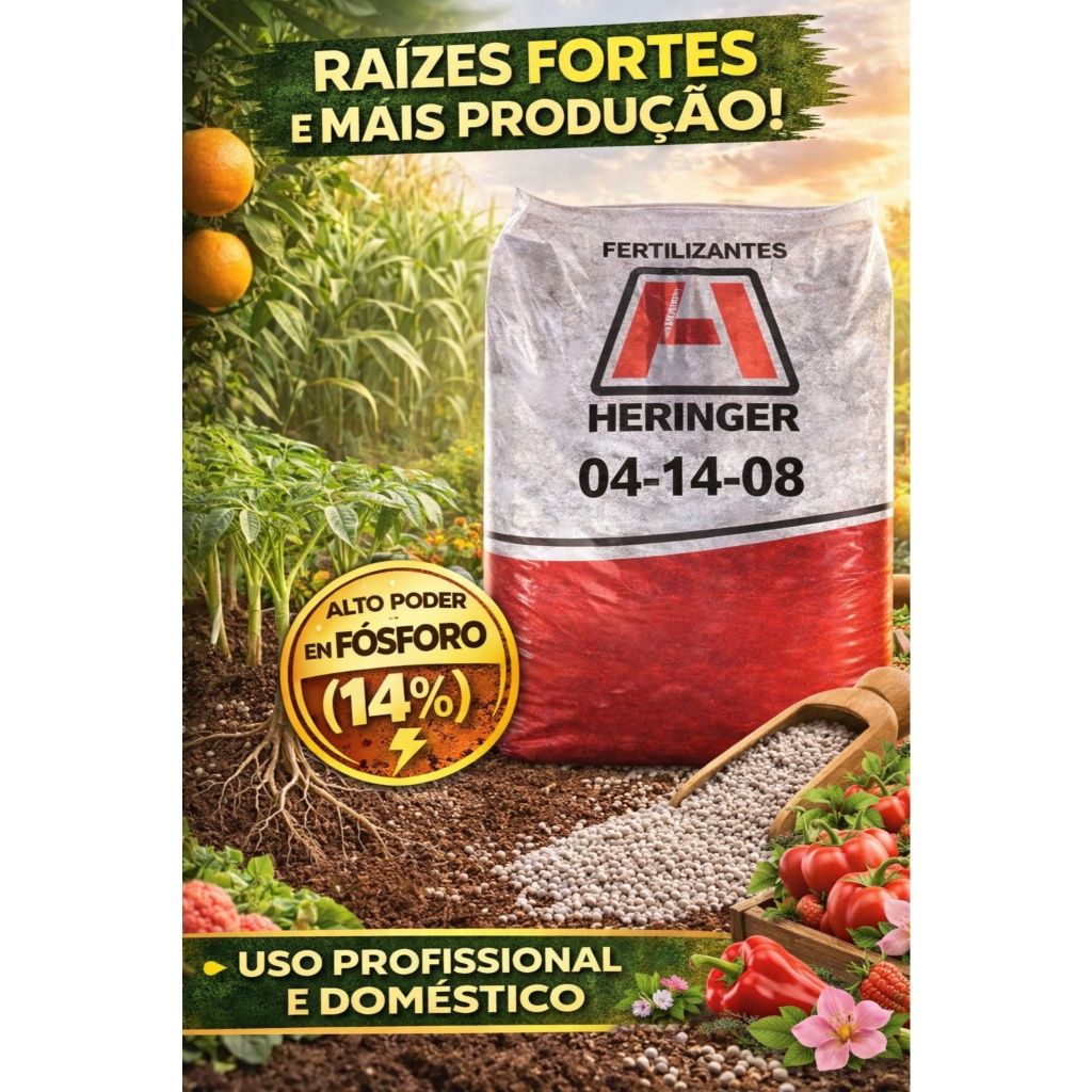 Adubo Fertilizante NPK 04 14 08 a Granel Heringer – Raiz Forte, Floração e Frutificação