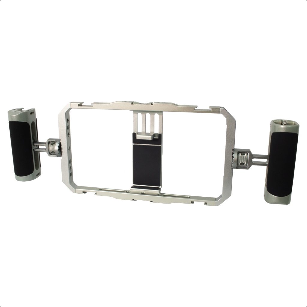 Gaiola Rig Para Celular Alumínio Estabilizador Dupla Alça Para Gravação Vídeo Vlog Com Sapata