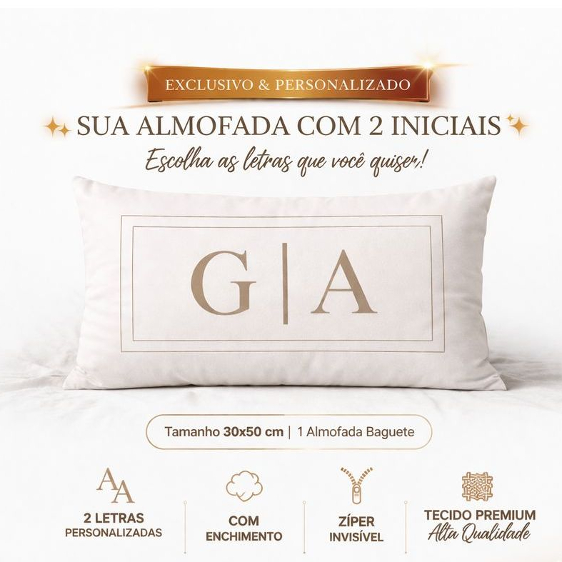 Baguete Almofada Suede Decorativas Personalizada Com Ziper