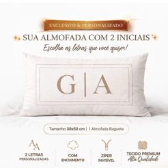 Baguete Almofada Suede Decorativas Personalizada Com Ziper