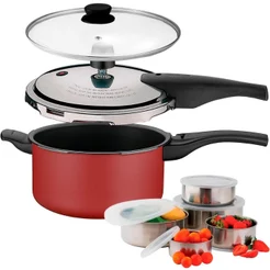 Panela Pressão 2 Em 1 Tramontina Vancouver 3,0 Litros e 5 Tigelas de Aço Inox com tampa