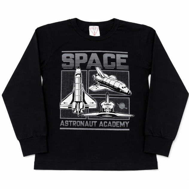 Blusa Infantil Masculina em Malha e Manga Longa Confortável Space - JD Kids - 3915