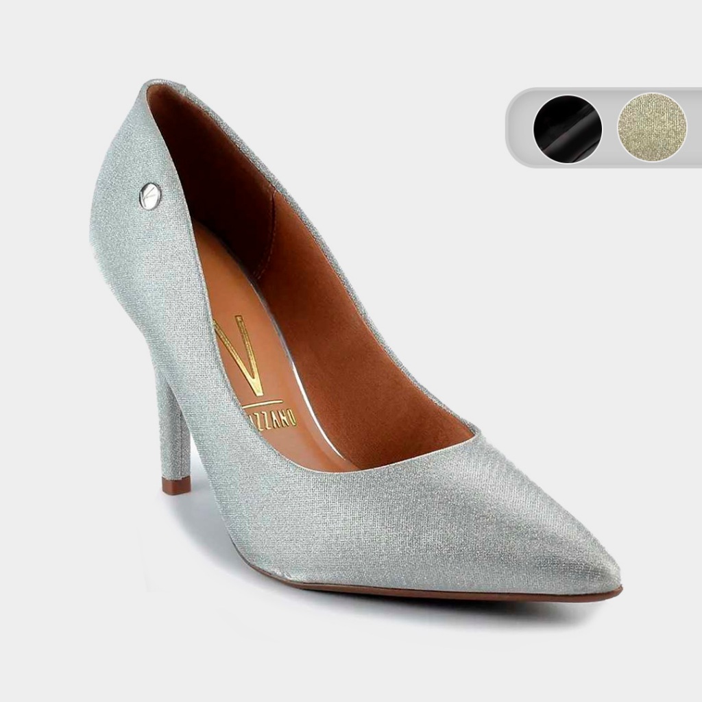 Scarpin Vizzano Festa Stiletto Salto Alto Brilho Feminino 11841101 em Oferta na Shopee