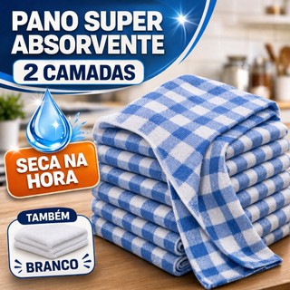 Kit 10 ou 5 Pano de Chão Grande Saco Duplo 45X75 CM Xadrez Alvejado Atacado Algodão