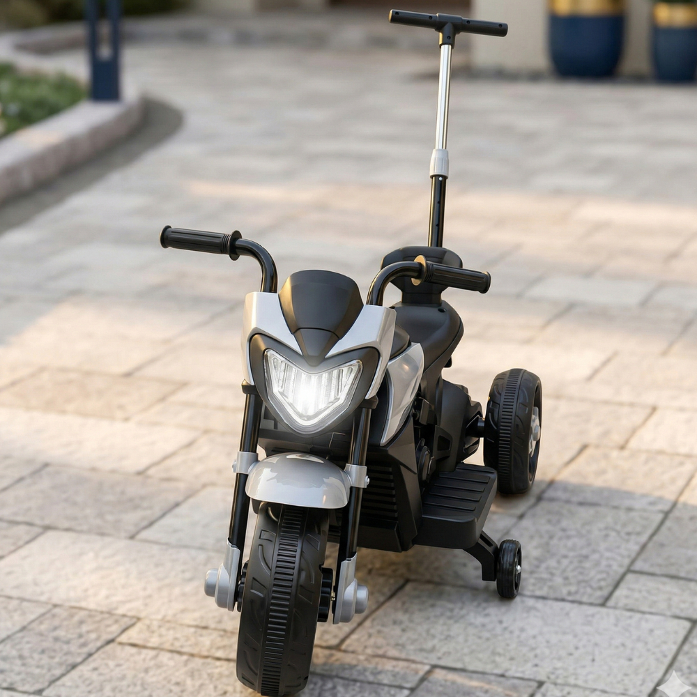 Moto Esportiva Mini Infantil Elétrica Dirigível com Controle Remoto, Luz Som Bateria Recarregável