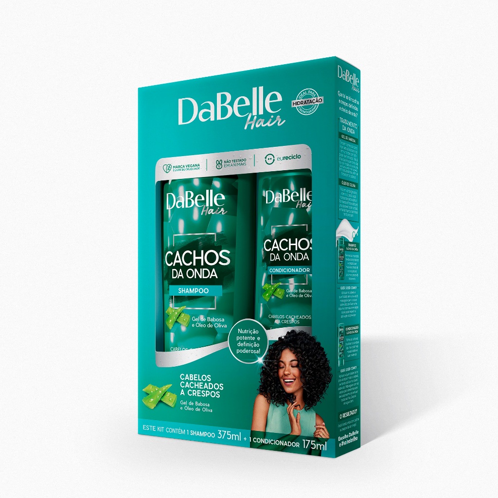 Kit Shampoo 375ml e Condicionador 175ml Cachos da Onda - Dabelle Hair em Oferta na Shopee