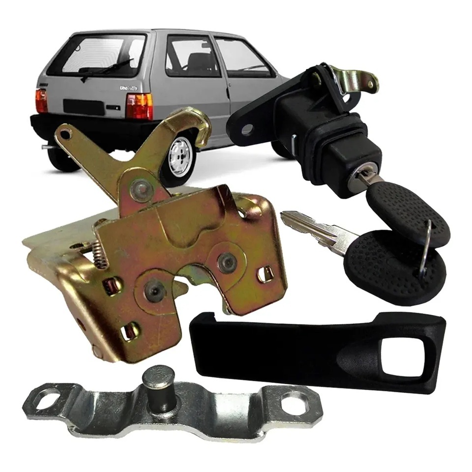 Kit Maçaneta Fechadura Cilindro Batente Porta Mala Uno 2001 2002 2003 2004