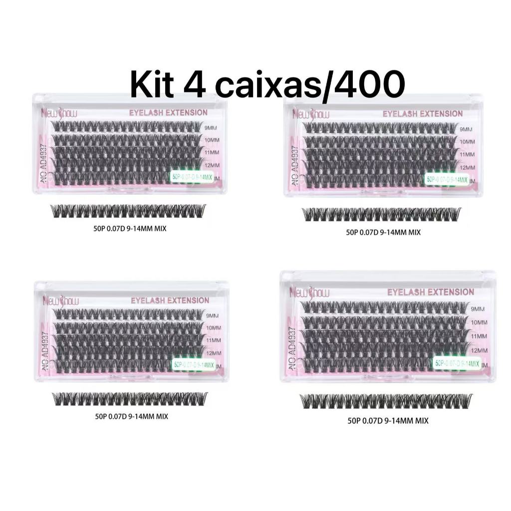 New Show Kit 4 Caixas Cílios Tufos 20P/30P/40P/50P Volume Brasileiro Alongamento Natural Sem Nó · foto 2