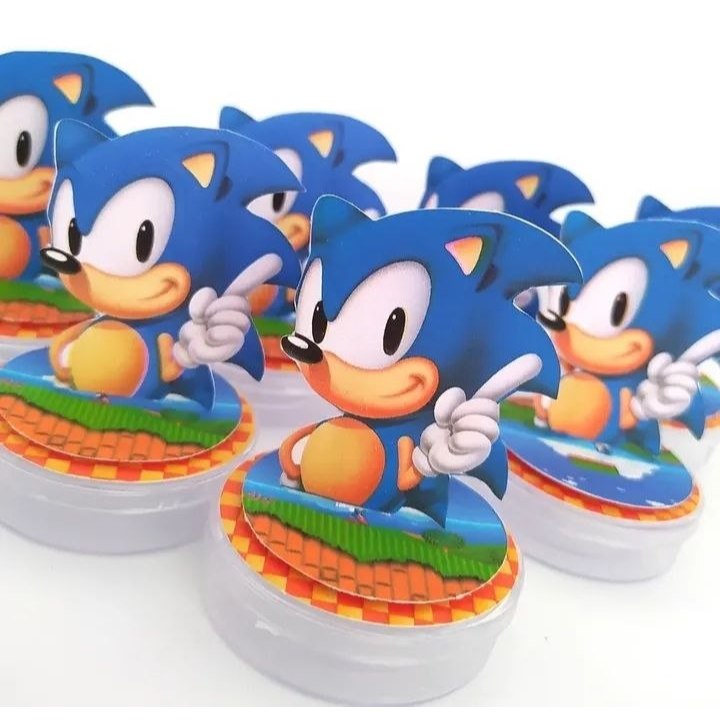 Aplique 3D Sonic Tag Personalizadas Festa  Infantil Lembrancinhas para menino Latinhas