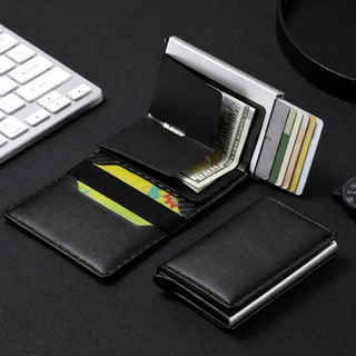 Carteira Fibra de Carbono Porta Cartões Compacta Anti Furto RFID Slim Couro Masculina…
