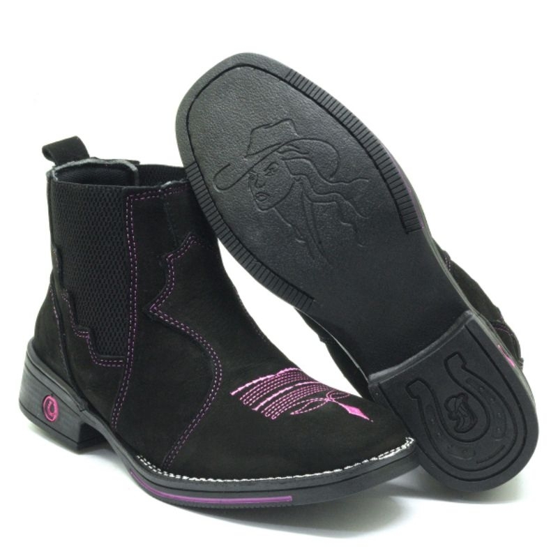 Botina Texana feminina em couro em Oferta na Shopee