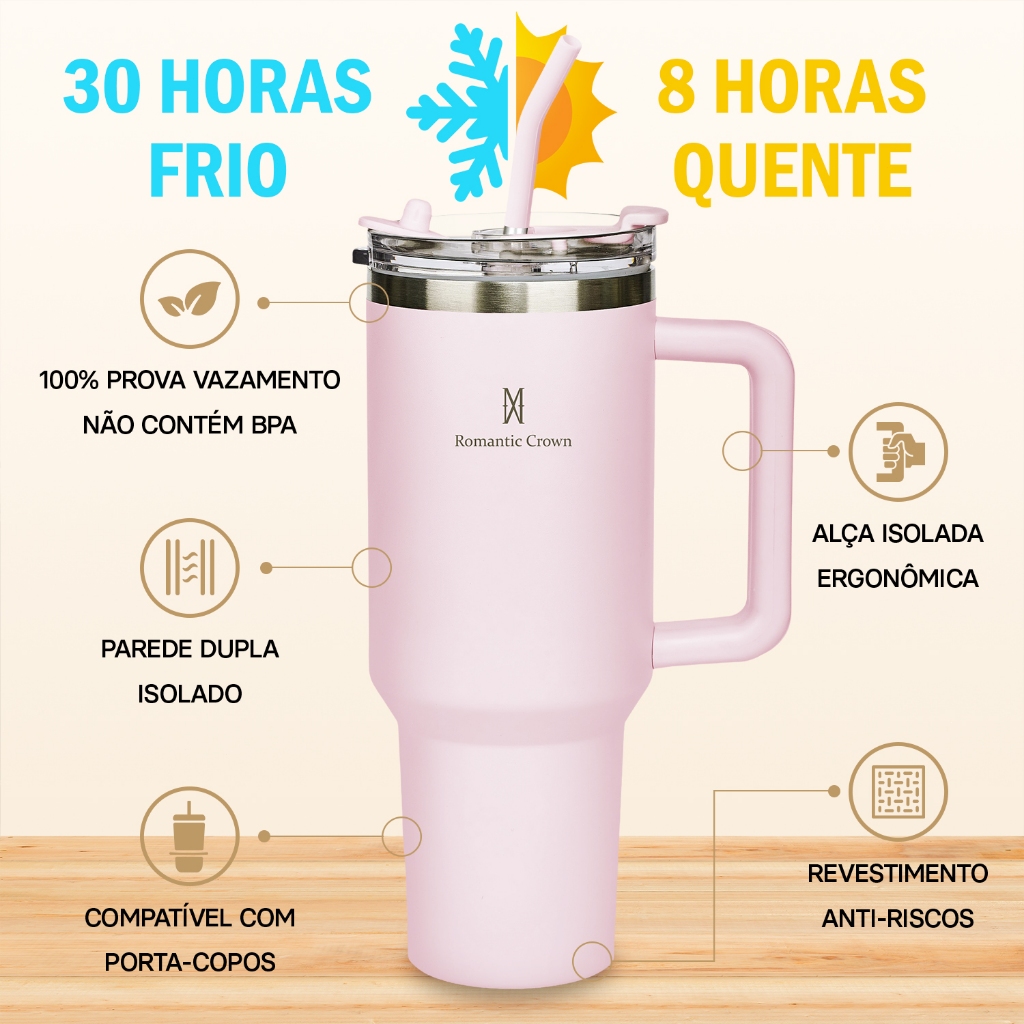 Kit 2 Copos Térmicos Inox Portátil com Tampa — foto 3