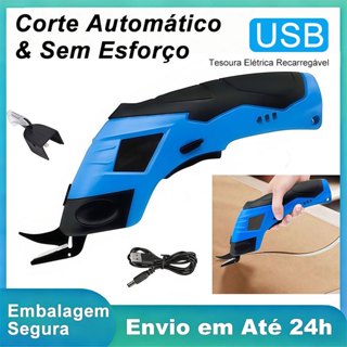 Tesoura Elétrica Portátil Recarregável USB 12V Bivolt para Tecido Couro Plástico Papelão em Oferta na Shopee