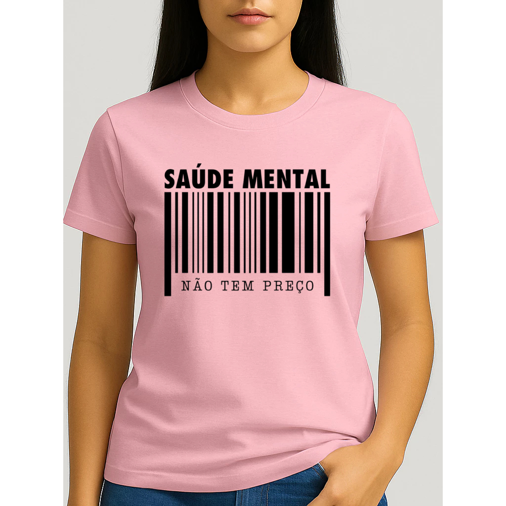 Camiseta Feminina Streetwear Saúde Mental Blusa Estampada Estilosa Basica Casual