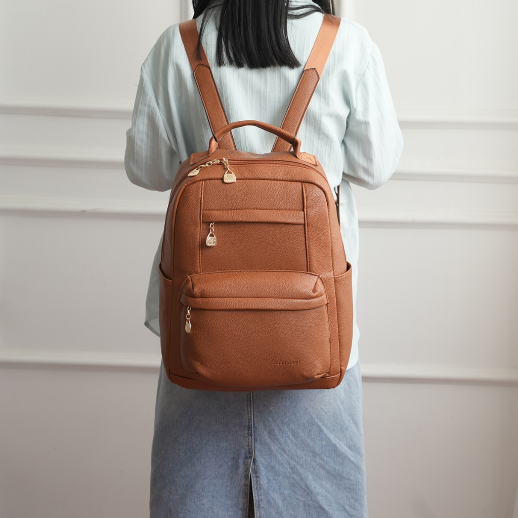 Mochila Grande Feminina Em Couro Macio Luxuosa E Versátil Universitária Com Vários Compartimentos Antifurto M4002 VT