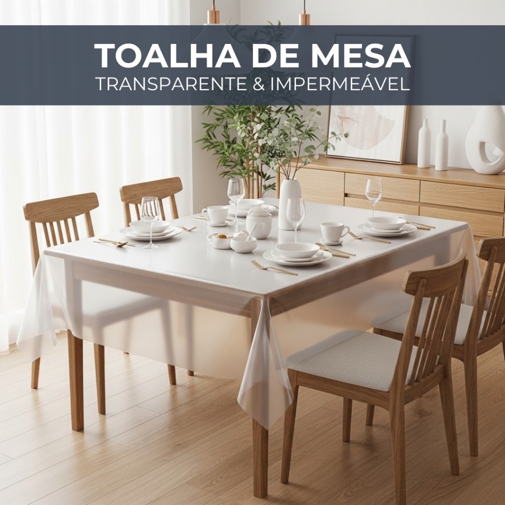 Toalha de Mesa Plástico PVC 4 6 8 10 12 Lugares Transparente Cristal Impermeável Quadrado Retangular em Oferta na Shopee
