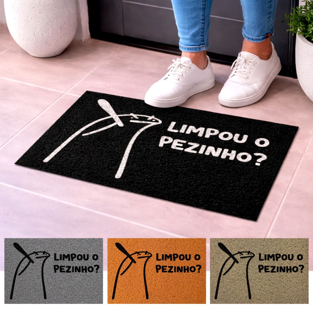 Tapete Capacho Flork Limpou o Pezinho 40x60cm Vinil Antiderrapante Alta Qualidade Porta Entrada