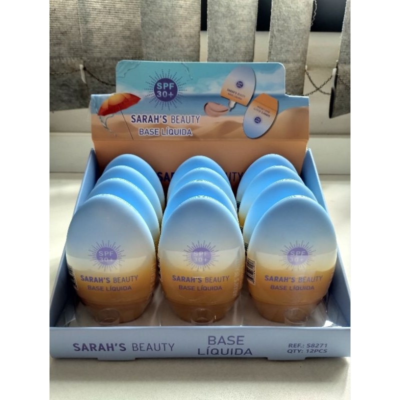 base líquida base com fps base maquiagem base facial feminina base maquiagem Sarah's Beauty FPS 30+ Cobertura Natural