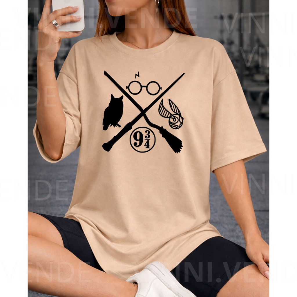 Camisa Harry Potter Universo Feminina Camiseta T-Shirt Blusa Básica Algodão Plataforma 9 3/4